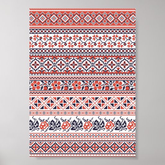 クロスステッチデザインパターン ポスター (正面)