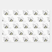 クロスステッチパターンプリントかわいいビー ラッピングペーパーシート (正面)