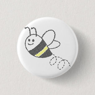 クロスステッチパターンプリントかわいいビー 缶バッジ