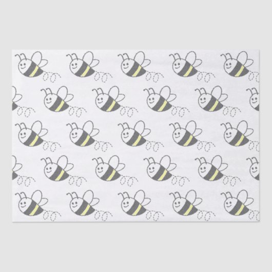 クロスステッチパターンプリントかわいいビー 薄葉紙 (正面)