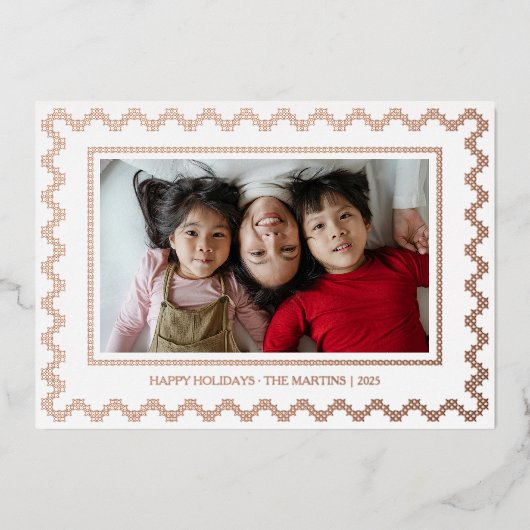 クロスステッチフレーム クリスマス ホイル ホリデー カード (正面)