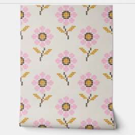 クロスステッチフローラ子供部屋ウォールデコ 壁紙