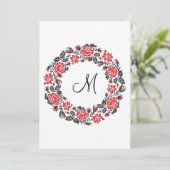 クロスステッチレッドローズサークルモノグラムイニシャル (スタンド正面)