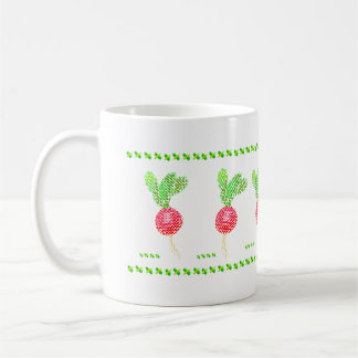 クロスステッチ刺繍の二十日大根 コーヒーマグカップ