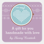 クロスステッチ刺繍フープハート針糸 スクエアシール (正面)