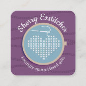 クロスステッチ刺繍フープハート針糸 スクエア名刺 (正面)