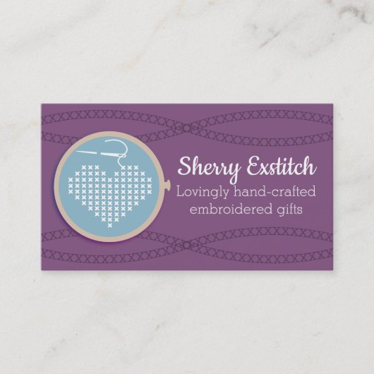 クロスステッチ刺繍フープハート針糸 名刺 (正面)