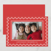 クロスステッチ枠ハッピーホリデーズクリスマスカード シーズンカード (正面/裏面)