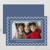 クロスステッチ枠ハッピーホリデーズクリスマスカード シーズンカード (正面/裏面)