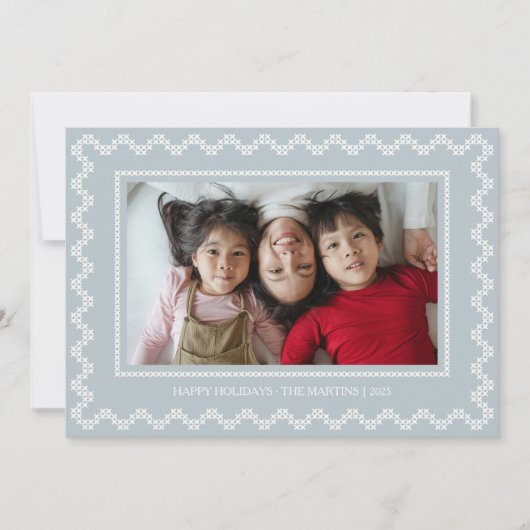 クロスステッチ枠ハッピーホリデーズクリスマスカード シーズンカード (正面)