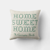 クロスステッ素朴チフェイクホームスイートホームグリーン クッション (裏面)