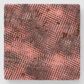 クロスストリークと桃またはサーモンの汚れ ストーンコースター (正面)