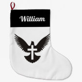 クロススモールクリスマスストッキングで鳩 ラージクリスマスストッキング (正面)