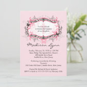 クロスゼブラフレームベビーガールバプテスマイン 招待状 (スタンド正面)