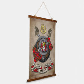 クロスソード付きスチュワートクランパーソナライズされたバッジ 吊り下げ型タペストリー (傾斜あり)