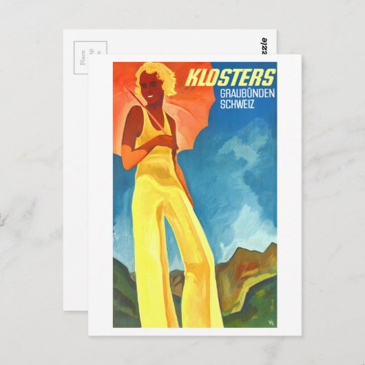 クロスターズグラウヌンデンスイスヴィンテージ ポストカード (正面/裏面)