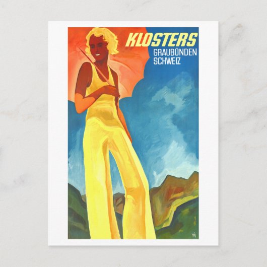 クロスターズグラウヌンデンスイスヴィンテージ ポストカード (正面)