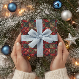 クロスチビクトリアンャッチクリスマスパターン ラッピングペーパー