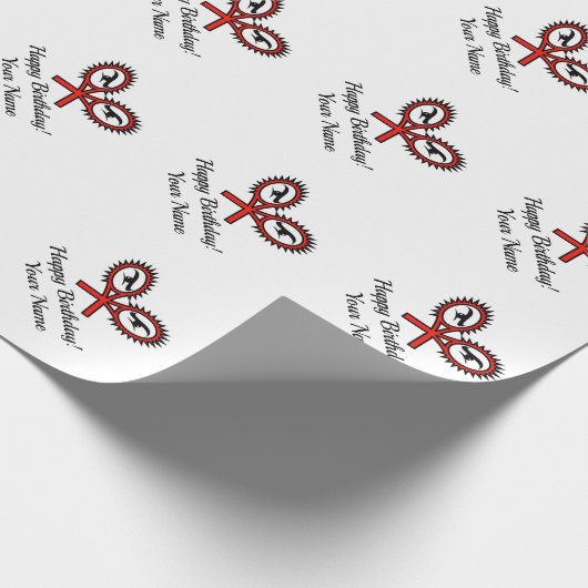 クロステニスラケットのロゴ誕生日またはクリスマス ラッピングペーパー (角)