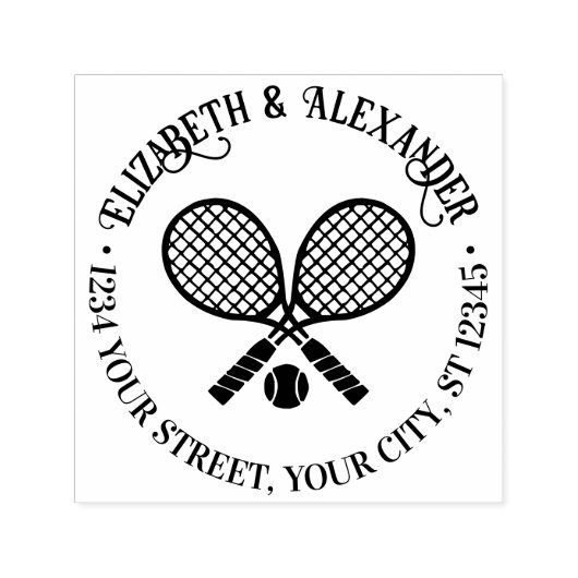クロステニスラケットカップル差出人住所ランド セルフインキングスタンプ (デザイン)