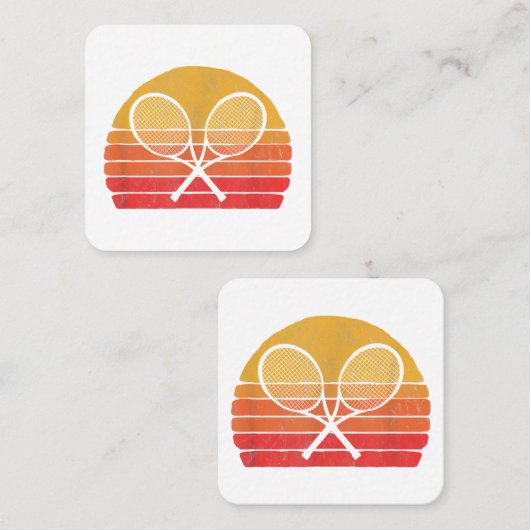 クロステニスラケットレトロ80sサンヴィンテージグラフ スクエア名刺 (正面/裏面)