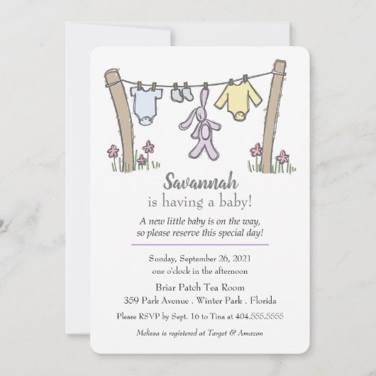 クロステラ男女兼用インベビーシャワー招待状 招待状 (正面)