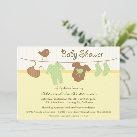 クロステ男女兼用ラインベビーシャワー招待状 招待状 (スタンド正面)