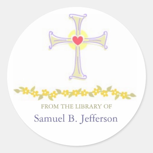 クロスデザインブックラベル ラウンドシール (正面)