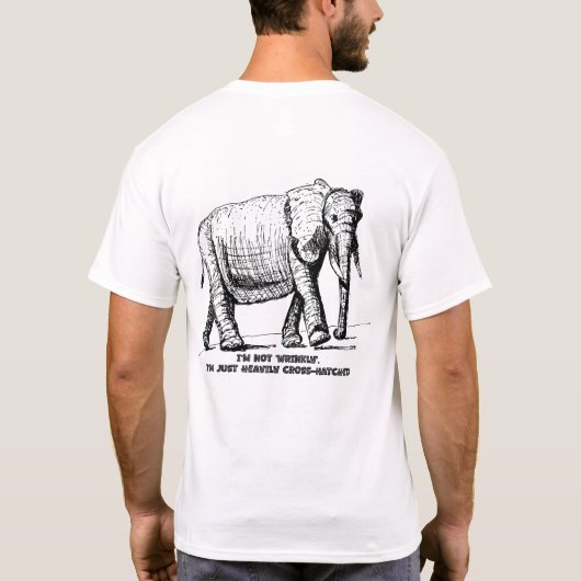クロスハッチが美しいゾウ Tシャツ (裏面)