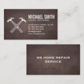 クロスハンマーのアイコン | 茶色のテクスチャ背景 名刺 (正面/裏面)