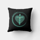 クロスハートサークルエメラルドグリーン枕 クッション (裏面)