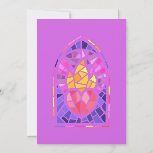 クロスハートステンドグラスアート結婚式招待状 招待状 (裏面)