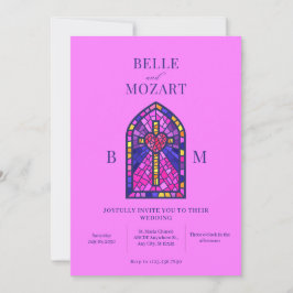 クロスハートステンドグラスアート結婚式招待状 招待状