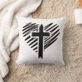 クロスハート付き装飾用クッション クッション (ブランケット)