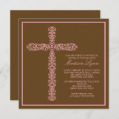 クロスバプティスマ《キリスト教》洗礼式や命名式ガールバプティスマの誘い 招待状 (正面/裏面)