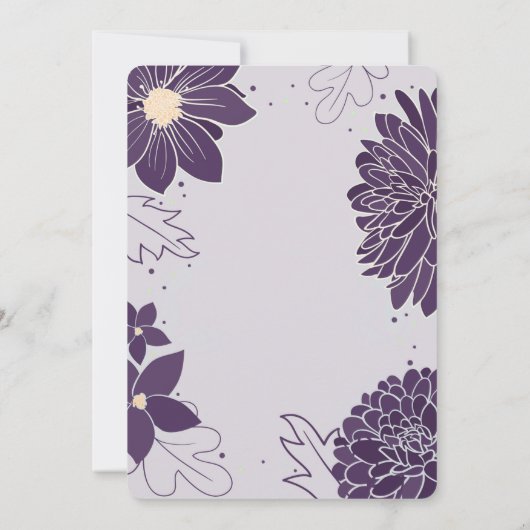 クロスバプテスマを持つ女の子のためのプラム植物学 招待状 (裏面)