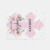 クロスバプテスマ付きライトピンクフローラ フリースブランケット (正面(横))