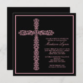 クロスバプテスマ《キリスト教》洗礼式や命名式ガールバプテスマの誘導 招待状 (正面/裏面)