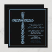 クロスバプテスマ《キリスト教》洗礼式や命名式ボーイバプテスマの招待 招待状 (正面/裏面)