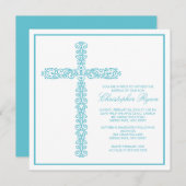 クロスバプテスマ《キリスト教》洗礼式や命名式少年バプテスマの誘導 招待状 (正面/裏面)