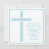 クロスバプテスマ《キリスト教》洗礼式や命名式少年バプテスマの誘導 招待状 (正面)