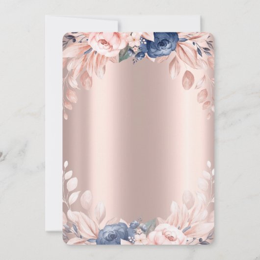 クロスバラ金ゴールド花最初の聖餐式 招待状 (裏面)