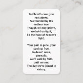 クロスバーズサンセット葬儀祈りの言葉カード 名刺 (裏面)