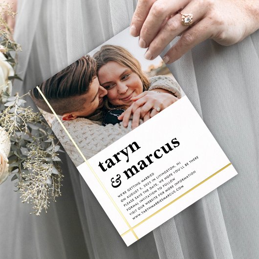 クロスパスFOILウェディング日付カードを保存 箔招待状