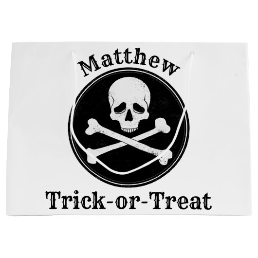 クロスパーソナライズされたボーンハロウィーンバッグ ラージペーパーバッグ (正面)