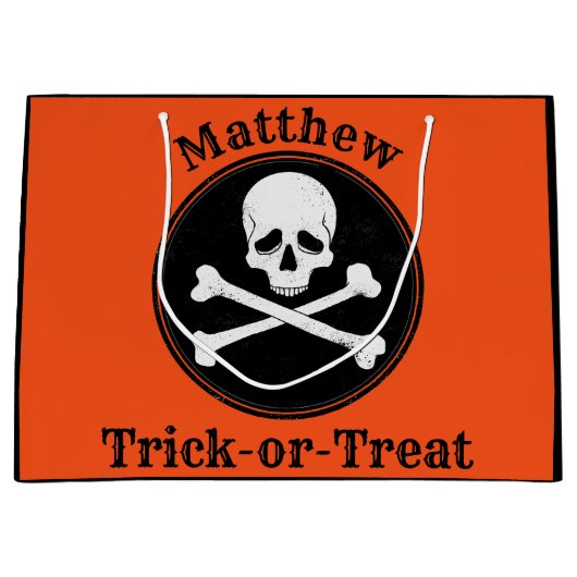 クロスパーソナライズされたボーンハロウィーンバッグ ラージペーパーバッグ (正面)