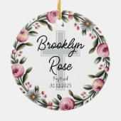 クロスパーソナライズされた《キリスト教》洗礼式や命名式バプテスマ セラミックオーナメント (裏面)