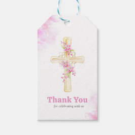 クロスピンクフローララン感謝していク花 ギフトタグ