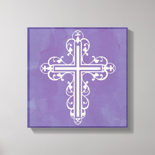 クロスファンシーデザイン第5紫 キャンバスプリント (正面)