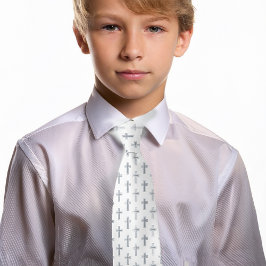 クロスフェイクシルバーフォイル宗教第1聖餐式 ネクタイ